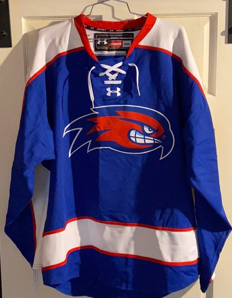 Mens UMass Lowell River Hawks Custom Royal with Team Logo Under Armour Retro Hockey Jersey 