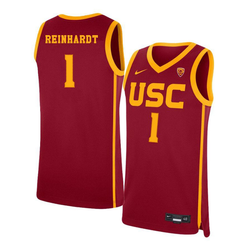 Mens USC Trojans #1 Katin Reinhardt Nike Cardinal College Basketball Jersey