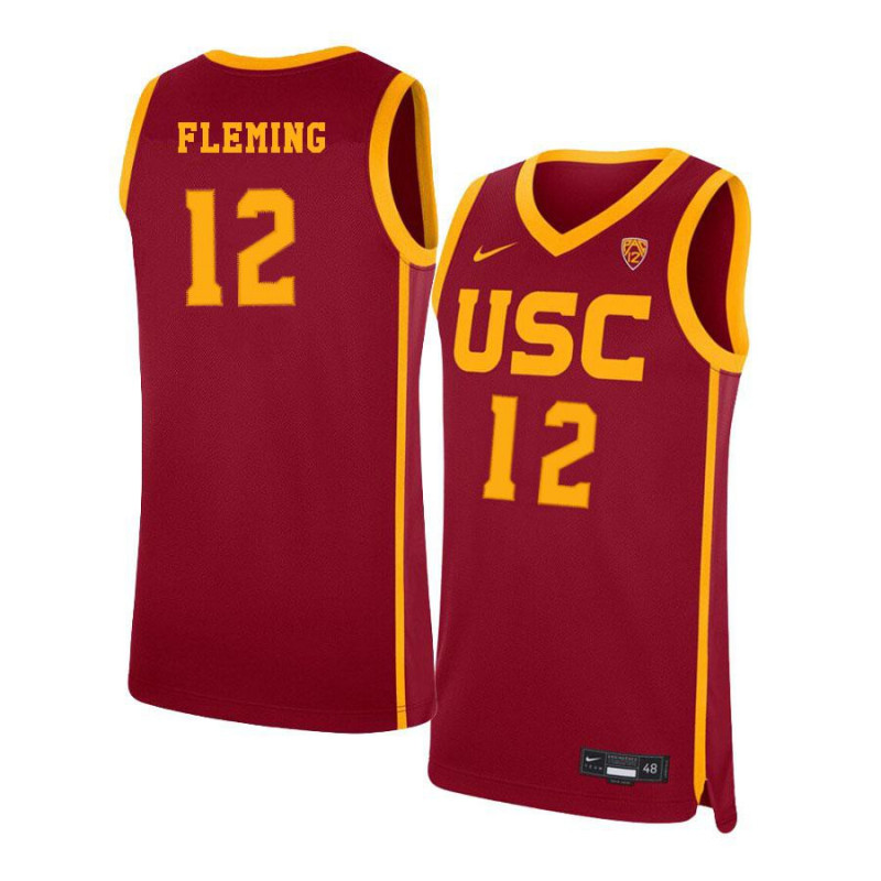 Mens USC Trojans #12 Devin Fleming Nike Cardinal College Basketball Jersey