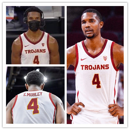 Mens USC Trojans #4 Evan Mobley Stitched Nike White Basketball Jersey