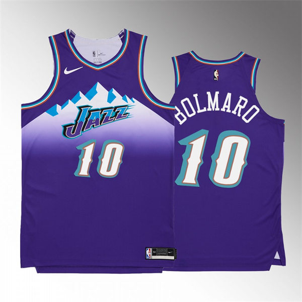 Mens Utah Jazz #10 Leandro Bolmaro Purple Hardwood Classics Swingman Jersey