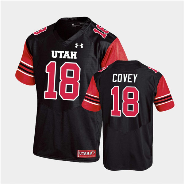 Mens Utah Utes #18 Britain Covey Under Armour Black stripe Sleeves Football Game Jersey