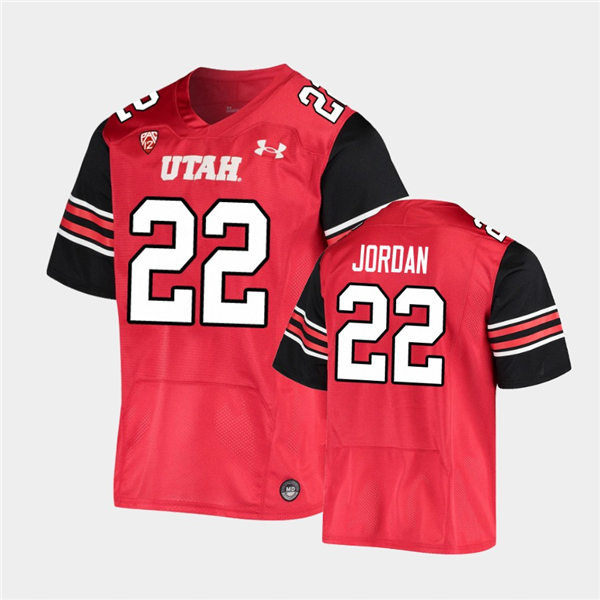 Mens Utah Utes #22 Ty Jordan Under Armour Red stripe Sleeves Football Game Jersey