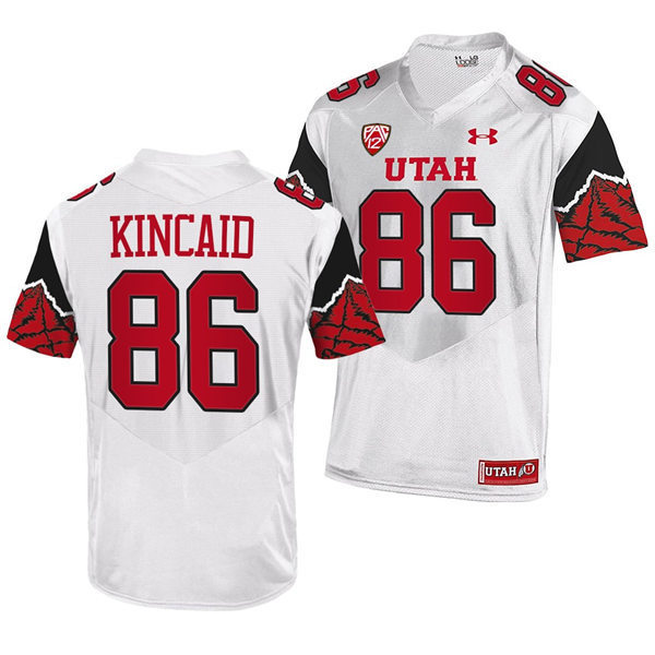 Mens Utah Utes #86 Dalton Kincaid White Printing Pattern Sleeves College Football Game Jersey 