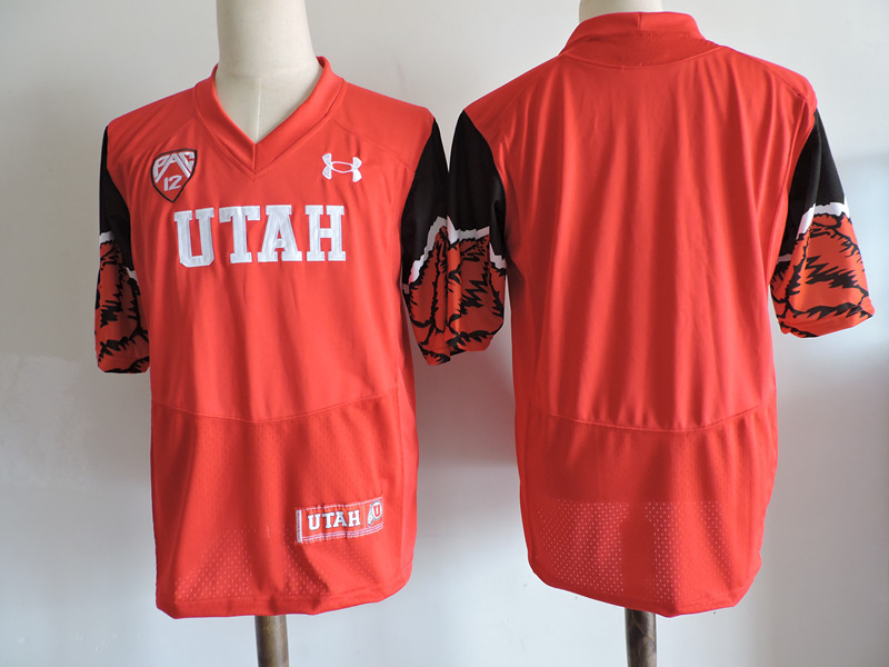 Mens Utah Utes Custom Ethan Calvert Josh Calvert Peter Costelli Zack Moss 1990's Red Printing Pattern Sleeves Under Armour Football Jersey 