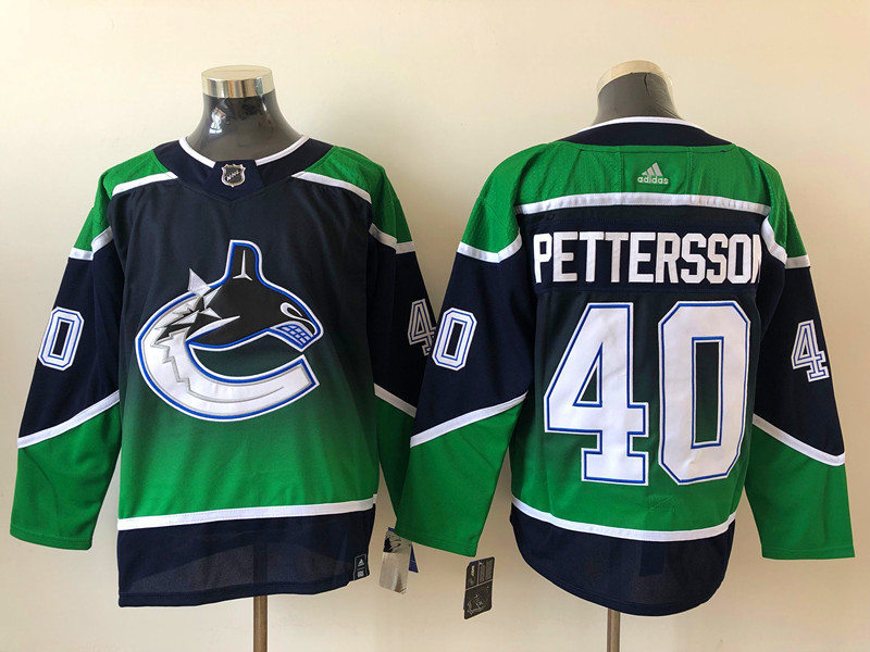 Mens Vancouver Canucks #40 Elias Pettersson adidas 2021 Season Reverse Retro Authentic Blue Jersey Stitched