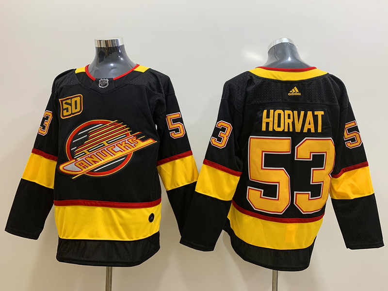 Mens Vancouver Canucks #53 Bo Horva adidas Black 2019-20 Flying Skate Jersey