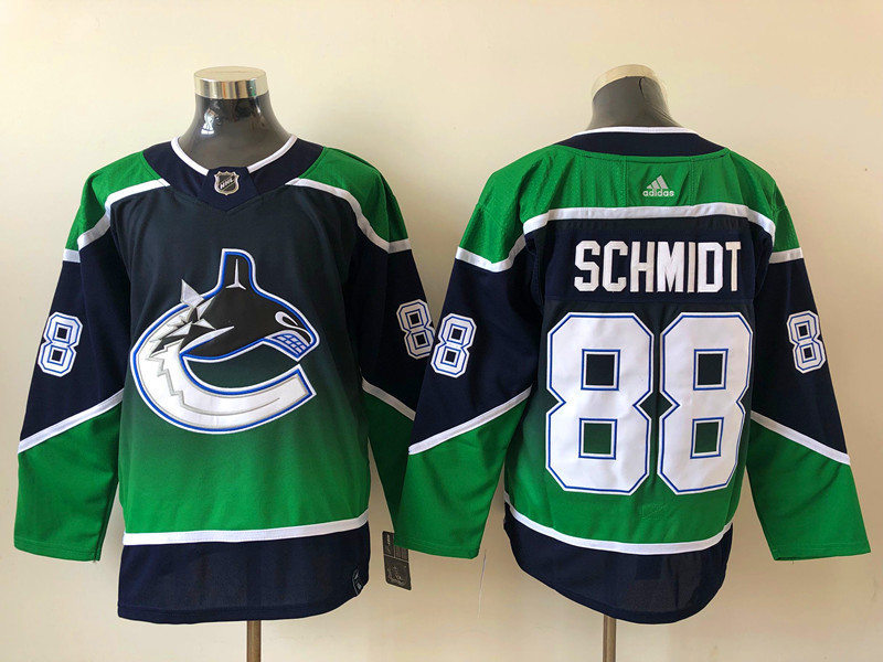 Mens Vancouver Canucks #88 Nate Schmidt adidas 2021 Season Reverse Retro Authentic Blue Jersey Stitched