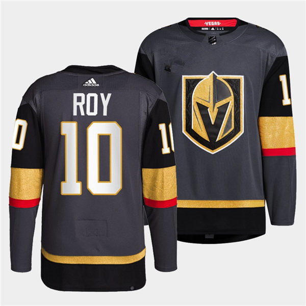 Mens Vegas Golden Knights #10 Nicolas Roy Stitched Adidas Home Grey Jersey Stitched