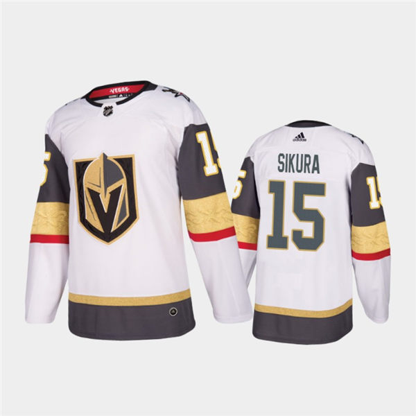 Mens Vegas Golden Knights #15 Dylan Sikura Stitched Adidas Away White Jersey Stitched