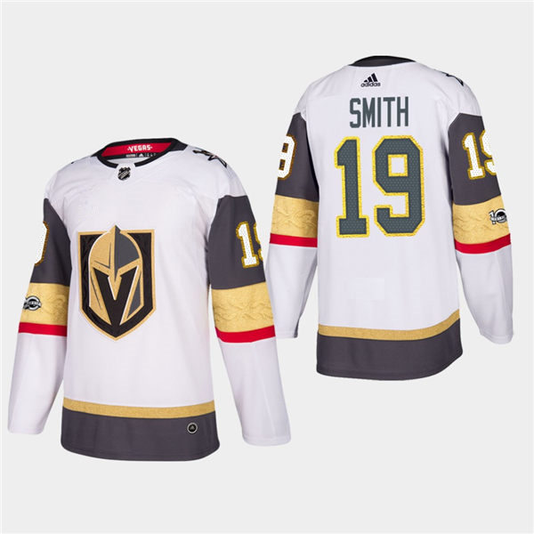 Mens Vegas Golden Knights #19 Reilly Smith Stitched Adidas Away White Jersey Stitched