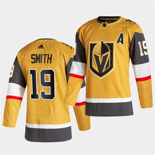 Mens Vegas Golden Knights #19 Reilly Smith Stitched Adidas Gold Alternate Authentic Jersey Stitched
