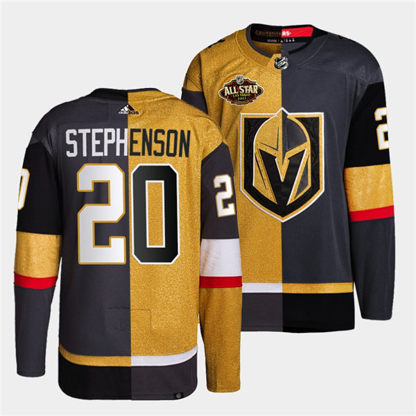 Mens Vegas Golden Knights #20 Chandler Stephenson adidas Gold Grey Split Two Tone Edtion Jersey Stitched