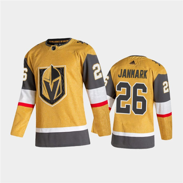 Mens Vegas Golden Knights #26 Mattias Janmark Stitched Adidas Alternate Gold Authentic Jersey Stitched