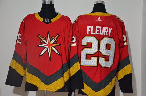 Mens Vegas Golden Knights #29 Marc-Andre Fleury 2021 Red Season Reverse Retro Jersey Stitched