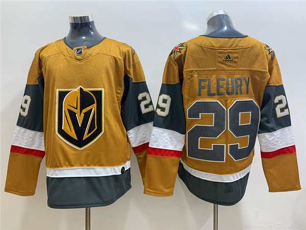Mens Vegas Golden Knights #29 Marc-Andre Fleury Gold Adidas Stiched NHL Jersey Stitched