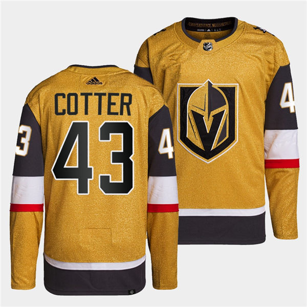 Mens Vegas Golden Knights #43 Paul Cotter Stitched Adidas Gold Alternate Authentic Jersey Stitched