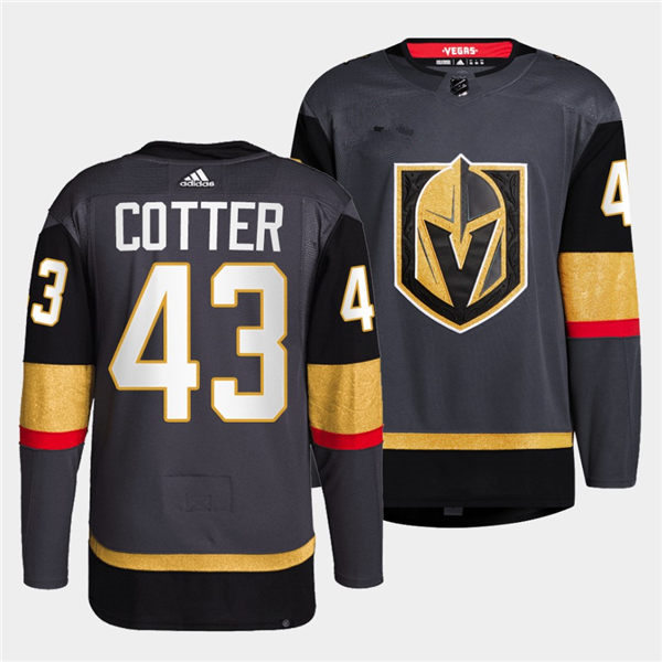 Mens Vegas Golden Knights #43 Paul Cotter Stitched Adidas Home Grey Jersey Stitched