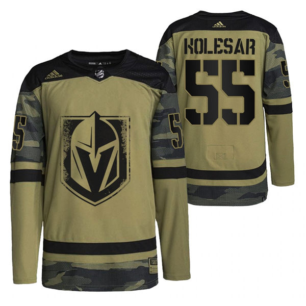 Mens Vegas Golden Knights #55 Keegan Kolesar Camo Canadian Armed Force 2021 CAF Night Jersey Stitched