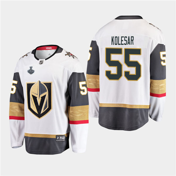 Mens Vegas Golden Knights #55 Keegan Kolesar Stitched Adidas Away White Jersey Stitched