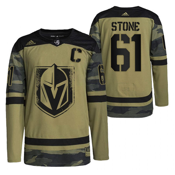 Mens Vegas Golden Knights #61 Mark Stone Camo Canadian Armed Force 2021 CAF Night Jersey Stitched