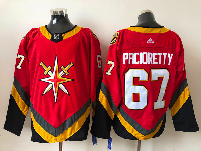 Mens Vegas Golden Knights #67 Max Pacioretty Adidas 2021 Red Season Reverse Retro Jersey Stitched