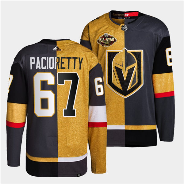 Mens Vegas Golden Knights #67 Max Pacioretty adidas Gold Grey Split Two Tone Edtion Jersey Stitched