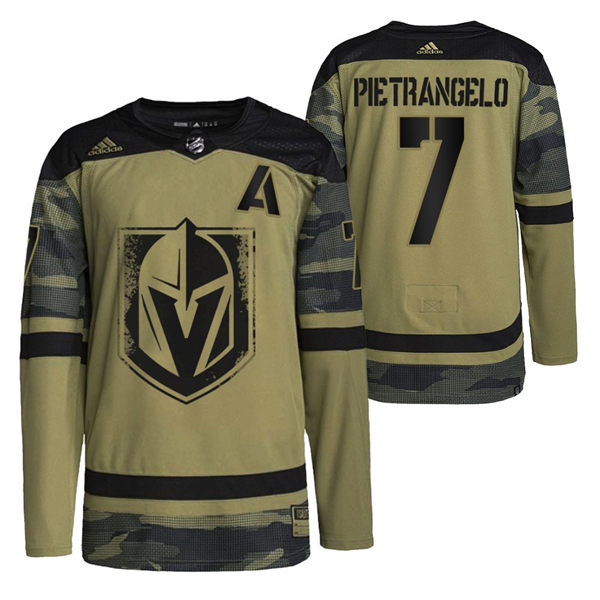 Mens Vegas Golden Knights #7 Alex Pietrangelo Camo Canadian Armed Force 2021 CAF Night Jersey Stitched