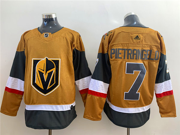 Mens Vegas Golden Knights #7 Alex Pietrangelo Gold Adidas Stiched NHL Jersey Stitched