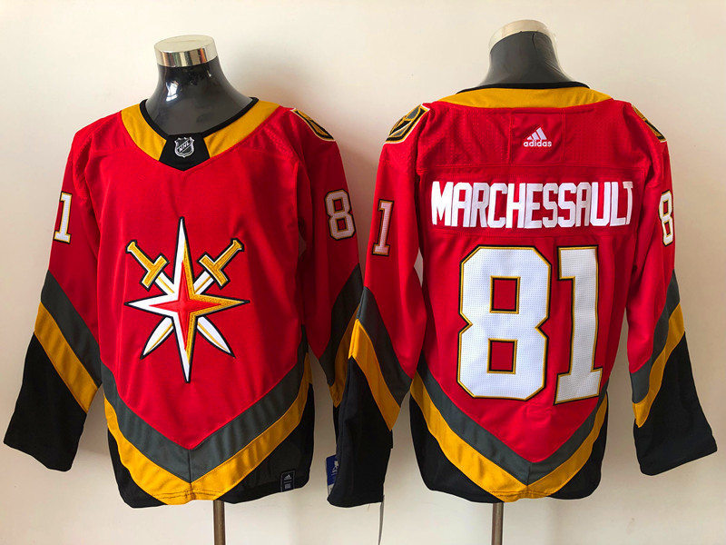 Mens Vegas Golden Knights #81 Jonathan Marchessault Adidas 2021 Red Season Reverse Retro Jersey Stitched