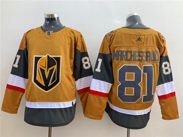 Mens Vegas Golden Knights #81 Jonathan Marchessault Gold Adidas Stiched NHL Jersey Stitched
