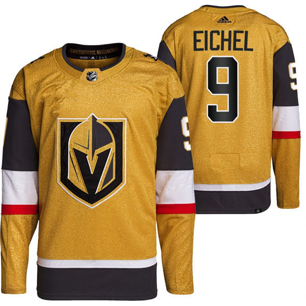 Mens Vegas Golden Knights #9 Jack Eichel Stitched Adidas Gold Alternate Authentic Jersey Stitched