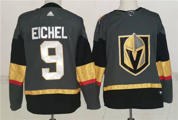 Mens Vegas Golden Knights #9 Jack Eichel Stitched Adidas Home Grey Jersey Stitched