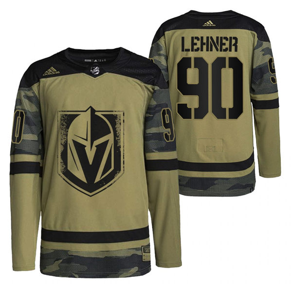 Mens Vegas Golden Knights #90 Robin Lehner Camo Canadian Armed Force 2021 CAF Night Jersey Stitched