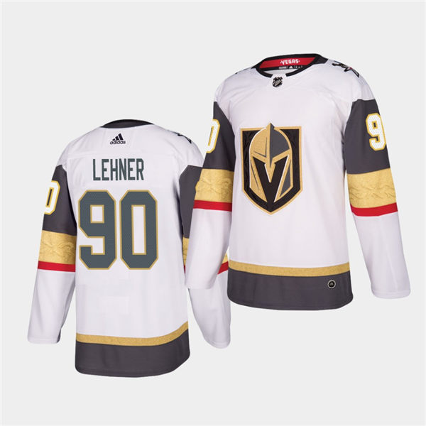 Mens Vegas Golden Knights #90 Robin Lehner Stitched Adidas Away White Jersey Stitched