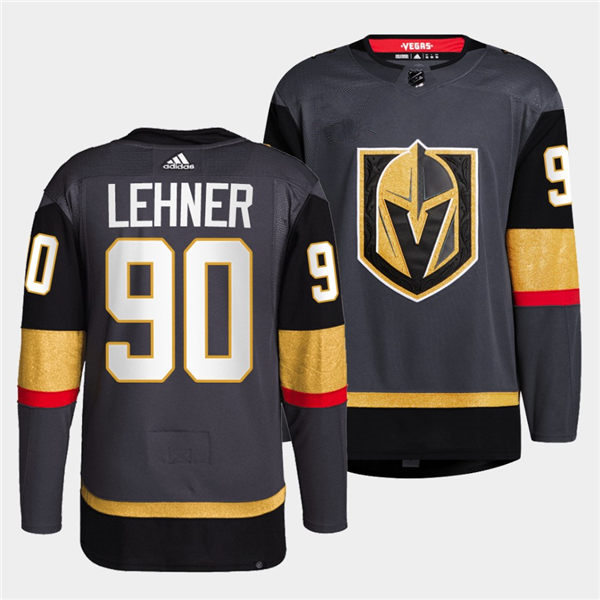 Mens Vegas Golden Knights #90 Robin Lehner Stitched Adidas Home Grey Jersey Stitched