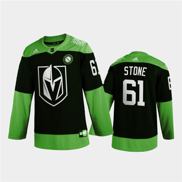 Mens Vegas Golden Knights 61 # mark stone Black Green Adidas Health Covid-19 Fight Jersey Stitched