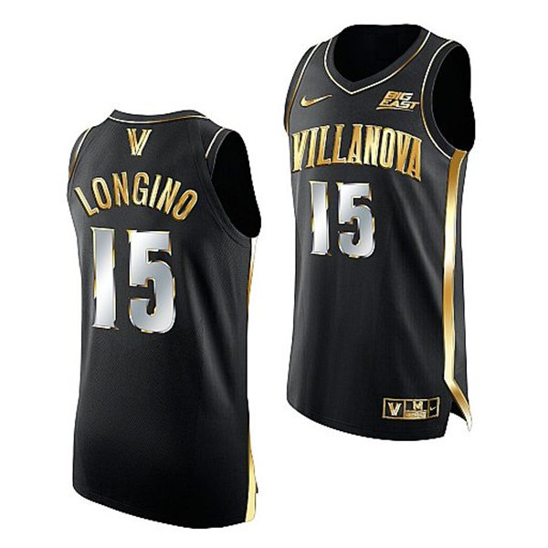 Mens Villanova Wildcats #15 Jordan Longino Nike Black Golden Edition Basketball Jersey 