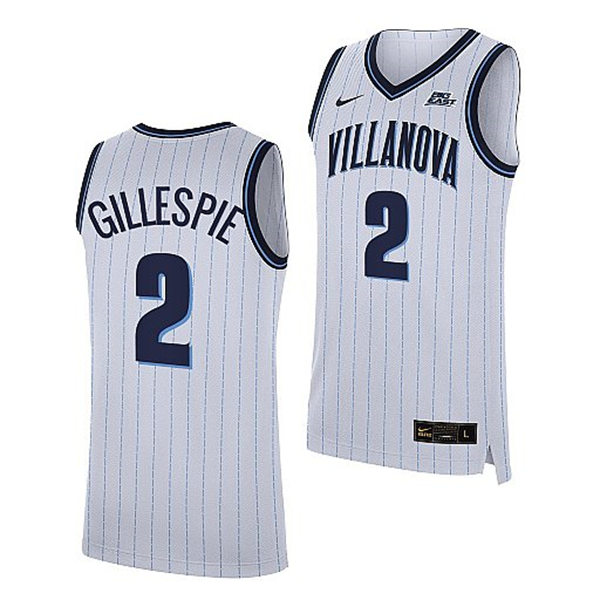 Mens Villanova Wildcats #2 Collin Gillespie 2022 Nike White Pinstripe College Basketball Game Jersey 