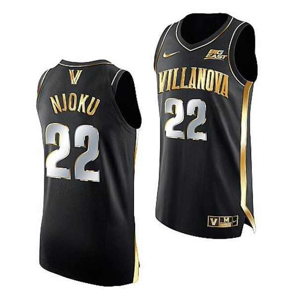 Mens Villanova Wildcats #22 Nnanna Njoku Nike Black Golden Edition Basketball Jersey