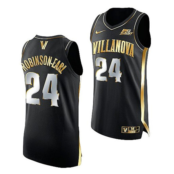 Mens Villanova Wildcats #24 Jeremiah Robinson-Earl Nike Black Golden Edition Basketball Jersey 