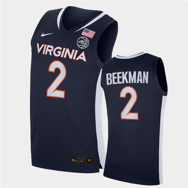 Mens Virginia Cavaliers #2 Reece Beekman Nike 2020 Navy Unity Road College Basketball Game Jersey 