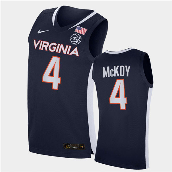 Mens Virginia Cavaliers #4 Justin McKoy Nike 2020 Navy Unity Road College Basketball Game Jersey 