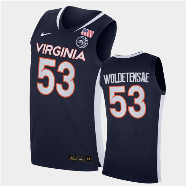 Mens Virginia Cavaliers #53 Tomas Woldetensae Nike 2020 Navy Unity Road College Basketball Game 