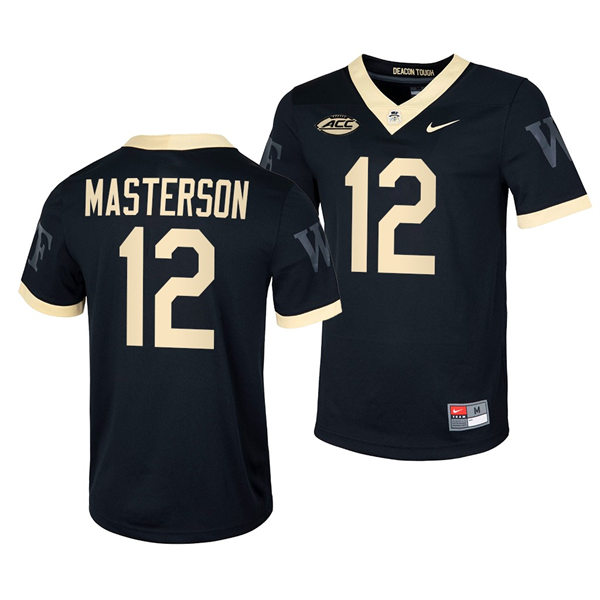 Mens Wake Forest Demon Deacons #12 Luke Masterson Nike Black College Football Game Jersey 