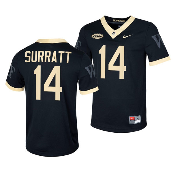 Mens Wake Forest Demon Deacons #14 Sage Surratt Nike Black College Football Game Jersey
