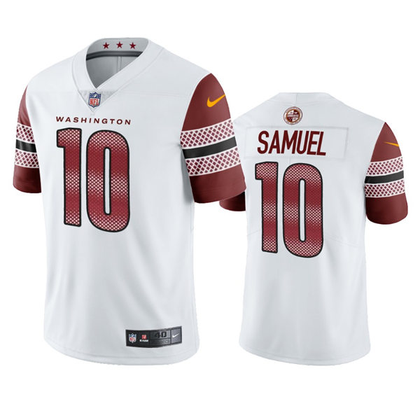 Mens Washington Commanders #10 Curtis Samuel White Away Vapor Limited Jersey