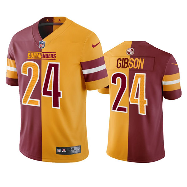 Mens Washington Commanders #24 Antonio Gibson Burgundy Gold Two-Tone Split Edition Jersey