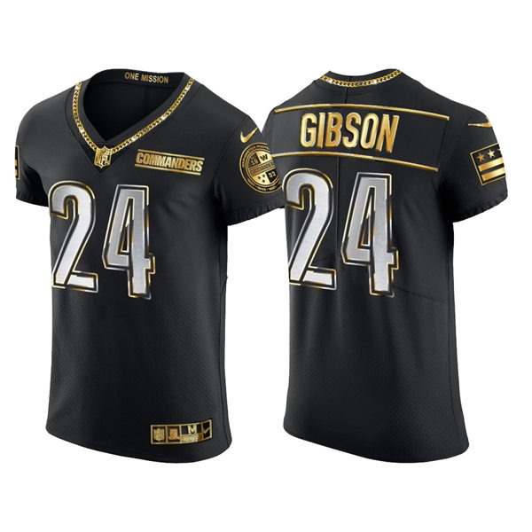 Mens Washington Commanders #24 Antonio Gibson Nike Black Golden Edition Vapor Limited Jersey