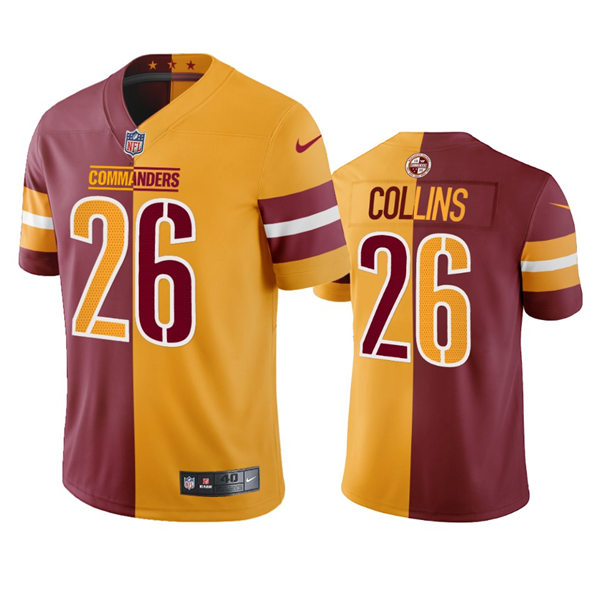 Mens Washington Commanders #26 Landon Collins Burgundy Gold Two-Tone Split Edition Jersey